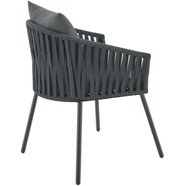 Juskys Rope Gartenstuhl 58 x 58 x 78 cm Anthrazit 2 St.
