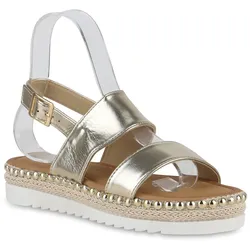 Damen Plateau Sandaletten in Gold