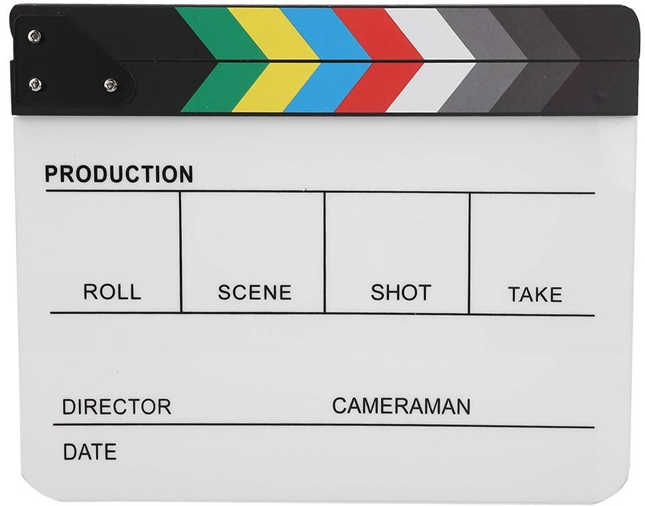 Tosuny Acrylic Clapboard Director Film Clapper Board Schiefer TV Movie Action Board mit Stift für Shoot Requisiten/Werbung/Home Decoration/Cosplay/Hintergrund, etc.(Farbe weiß)