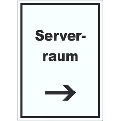 HB-Druck Serverraum Aufkleber mit Text und Richtungspfeil rechts Computer IT PC hochkant A0 (841x1189mm)