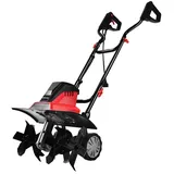 Costway Elektro Bodenhacke, 1500W Bodenfräse, Gartenfräse klappbar, 6 Hackmesser | 22cm Arbeitstiefe | 43cm Arbeitsbreite 400 U/m | 2-Punkt-Sicherheitsschalter, elektrische Motorhacke, Rot+Schwarz