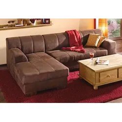 Ecksofa HOME AFFAIRE "Falk klare Linien, elegant und zeitlos, L-Form", grau, B:262cm H:77cm T:159cm, Sofas, mit Federkern und wahlweise mit Bettfunktion