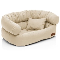 Juelle Hundebett - große Hunde Sofa Abnehmbarer Bezug maschinenwaschbar flauschiges Bett, Hundesessel Santi S-XXL (Größe: XL - 120x85cm, Ecru)