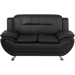 2-Sitzer Sofa Kunstleder schwarz LEIRA