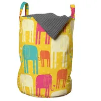 ABAKUHAUS Elefant Wäschesack, Buntes Gekritzel-Tier, Wäschekorb mit Griffen Kordelzugverschluss