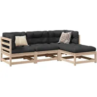 vidaXL 4-tlg. Garten-Sofagarnitur Massivholz Kiefer