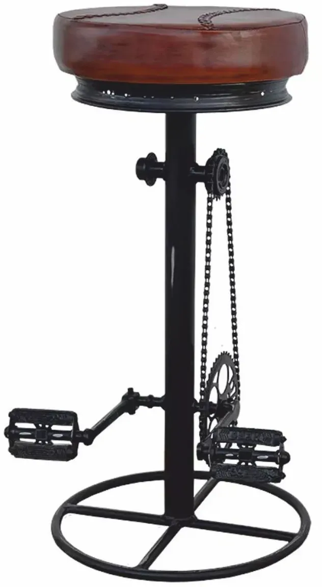 Casa Padrino Industrie Stil Barhocker Schwarz / Braun H. 80 cm - Bar Möbel