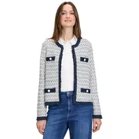 Betty & Co Strick-Cardigan mit Rundhalsausschnitt Weiß/Dunkelblau,38 | 38