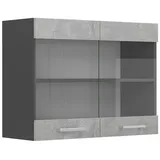 Vicco Küchenglashängeschrank R-Line, Glashängeschrank, Beton, 80 cm
