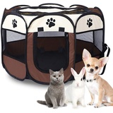 Cocoarm Oxford Welpenlaufstall Faltbar Tierlaufstall Welpenlaufstall Laufstall Katze 8 Mesh Panel Hundehütte Welpenauslauf Katzenhaus für Kleintiere wie Hunde Katzen (Kaffee Farbe)