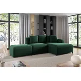 Fun Möbel Ecksofa Designersofa MEGAN XS inkl. Hocker Stoff Salvador Dunkelgrün Ottomane Rechts - Grün