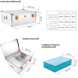 AluBox Aufbewahrungsbox 114 Liter silber 30 cm