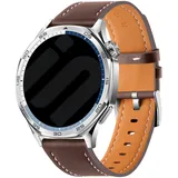 Strap-it Huawei Watch Gt Armband Leder 'One Push' für Huawei Watch GT 6 Pro  - 46mm - Dunkel Braun - Schnallenverschluss