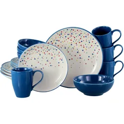 Kombiservice CREATABLE "Joy, Kombi-Service 16-tlg.", bunt (blau, bunt), 16 tlg., Steinzeug, Geschirr-Sets, Unregelmäßige bunte Punkte, Gute Laune Geschirr, Frisch, Freundlich