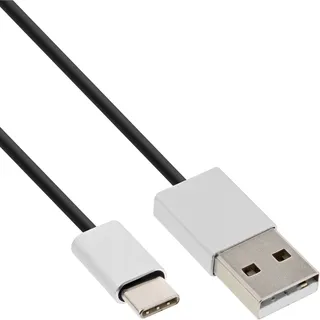 InLine USB 2.0 Kabel, USB-C Stecker an A Stecker, schwarz/Alu, flexibel, 5m