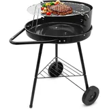 BBQ Grillwagen mit Rädern und verstellbarem Rost - 68 x 42 cm - Mobiler Holzkohle Standgrill mit Rollen und Windschutz - Holzkohlegrill Kohlegrill Rundgrill Grill für Camping Garten Picknick