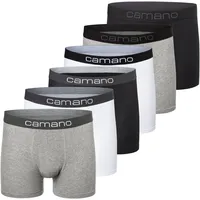 CAMANO Boxershorts comfort grau/schwarz/weiß L 6er Pack