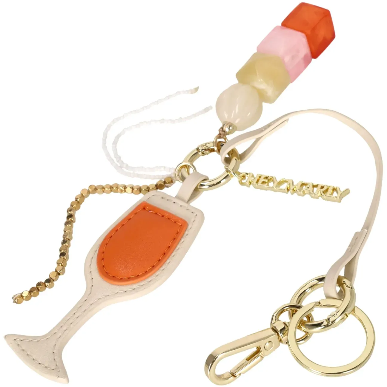 HEY MARLY Taschenanhänger Bag Charm Wine Glass crema-orange