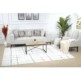 livabliss Kalix Wohnzimmer modern – Abstrakt Design in Marmor Optik für Wohnzimmer 160x213 cm, Esszimmer, Schlafzimmer - Marmor e groß, weicher Kurzflor in Grau, Schwarz, Creme