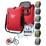 MIVELO - 3 in 1 Fahrradtasche - Rucksack - Schultertasche wasserdicht, mit Laptopfach, für Fahrrad Gepäckträger Aller Art (Rot, 20L)