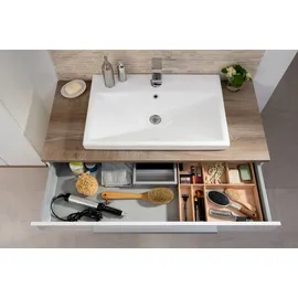 Fackelmann Waschbeckenunterschrank 110 cm Stanford Weiß-Eiche Natur