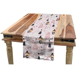 Abakuhaus Tischläufer Esszimmer Küche Rechteckiger Dekorativer Tischläufer, Rosa Zeichnung Muster-Hochzeit rosa|schwarz|weiß 40 cm x 225 cm