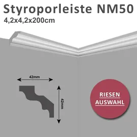 MDEKOR 100 Meter Deckenleisten Styropor XPS Stuckleisten Abschlussleiste Decke Weiss 40 x 40 mm Zierprofile Styroporleisten Deckenleisten Zierleisten Spar...