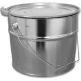 plasteo 6 Liter Weißblecheimer Hobbock inkl. Deckel mit Spannring Stabiler Metalltragegriff Luft und Flüssigkeitsdicht Robust und Stapelbar