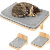 Happy Pet HAPPYPET Katzen Kletterwand Set 3-teilig für große Katzen – Wandkratzbaum Luxus Katzenwand Stabil, Katzenregal aus Massivholz, belastbar bis 45 Kg