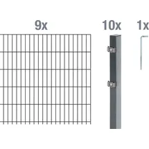 GAH Alberts Alberts Komplettset Doppelstabmattenzaun, anthrazit, Mattenbreite 2 m, 80 cm, hoch, 18 m lang