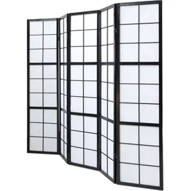 Homestyle4u Paravent Shoji in Schwarz 220x175 cm 283