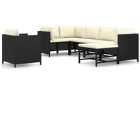 vidaXL Garten-Lounge-Set 7-tlg. schwarz 3059788