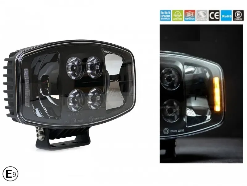 LED 90W Jumbo-Scheinwerfer Halogenlampe 12V - 24V mit DRL-Parklicht weiß-gelb für Geländewagen, Lkw, Traktor