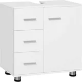 EUGAD Waschbeckenunterschrank (1-St) Badezimmerschrank, mit 3 Schubladen, mit 2 Fächern, Holzwerkstoff weiß 60 cm x 59.5 cm x 30 cm