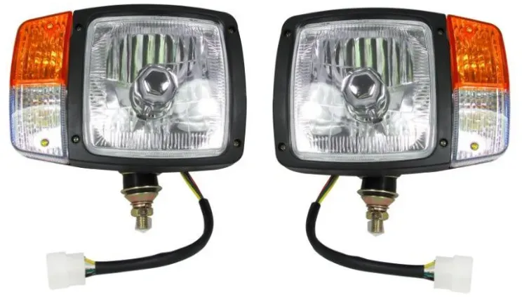 2er-Set kristallklare Scheinwerfer mit Kabel, mit Blinker und Positionslicht, für Traktor, Bagger, Mähdrescher, Radlader, Schnee
