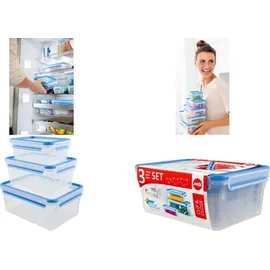 Emsa Clip&Close rechteckig Aufbewahrungsbehälter-Set, 3-tlg. blau 508567