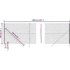 vidaXL Maschendrahtzaun 1,8x10 m Grün