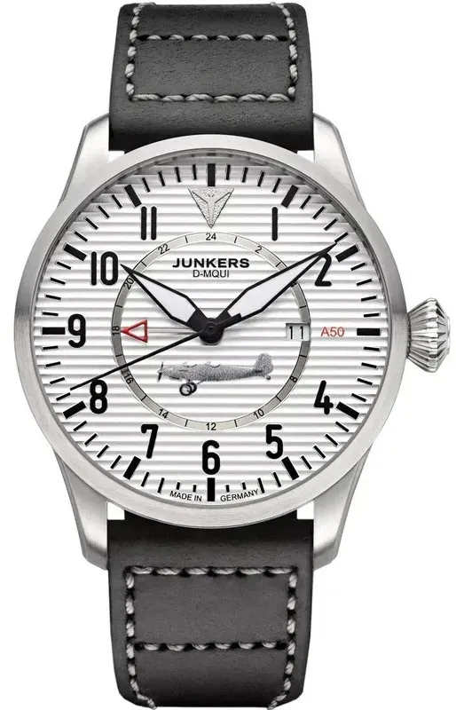 Junkers Herren Armbanduhr 9.53.04.03 Flieger GMT A50 D-MQUI Lederband schwarz