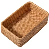 LICHENGTAI Aufbewahrungskörbe, Natürliche Rattan Aufbewahrungskörbe Badezimmer Bad Körbchen Deko Aufbewahrungskörbe aus Gewebtem Recyclebarem Papierseil für Küchen, Badezimmer, Wohnzimmer
