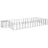 vidaXL Hundezwinger Schwarz 26,62 m2 Stahl - Überdachung (3082217)