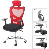 Mendler Bürostuhl HWC-F13, Schreibtischstuhl Drehstuhl, Sliding-Funktion 150kg belastbar Stoff/Textil schwarz/rot