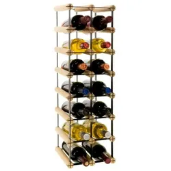 PROREGAL Modulares Weinregal VINOTECA MOD METAL | HxBxT 72,5x22,5x24,5cm | 2x7 Flaschen | Massives Kiefernholz | Natur | Flaschenregal