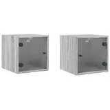 vidaXL Nachtschrank mit Glastüren 35 x 37 x 35 cm Grau