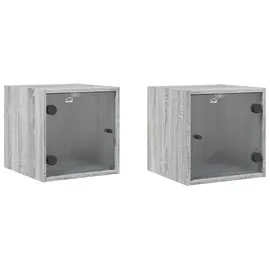 vidaXL Nachtschrank mit Glastüren 35 x 37 x 35 cm Grau