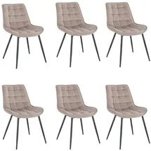 Home Deluxe Polsterstuhl IKALO Samt hellbraun 6er Set