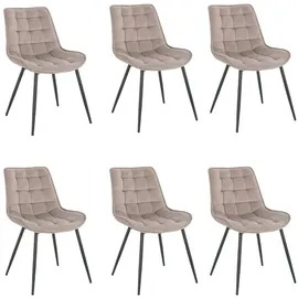 Home Deluxe Polsterstuhl IKALO Samt hellbraun 6er Set