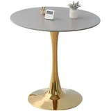 360Home Runder Tisch für Wohnung Coffee Shops Hotel Gewerben grau Matter Tisch Bistrotisch beine Gold 60*75cm
