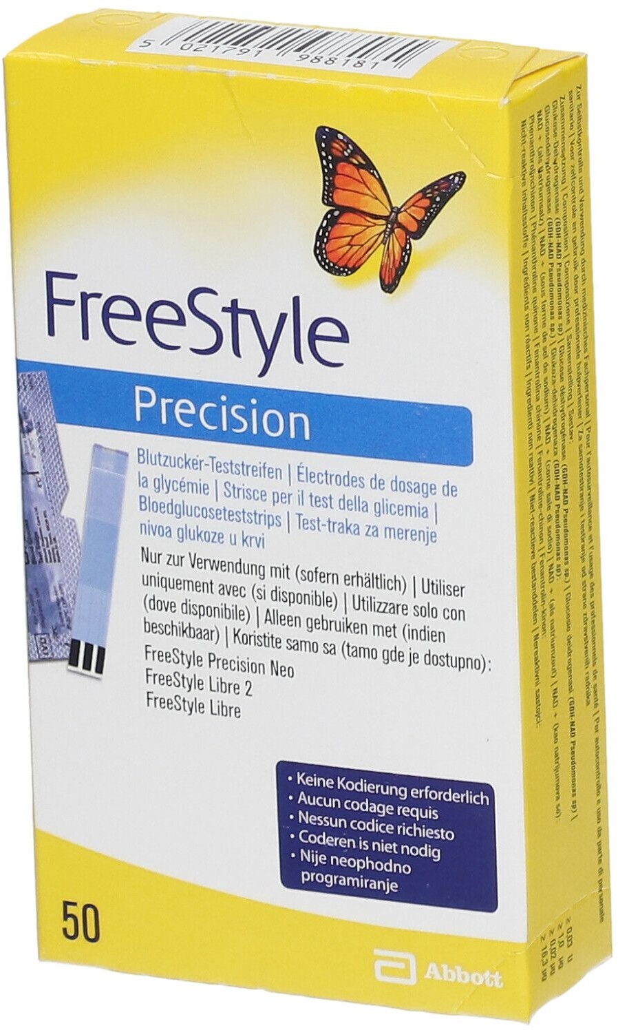 FreeStyle Precision Blutzucker-Teststreifen ohne Codierung Teststreifen 50 St 50 St Teststreifen