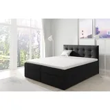 Fun Möbel Boxspringbett Schlafzimmerbett OVIEDO 200x200cm Stoff Schwarz