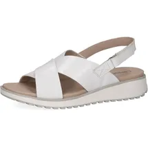 CAPRICE Damen Sandalen Leder mit Klettverschluss, Weiß (White Naplak), 37 EU